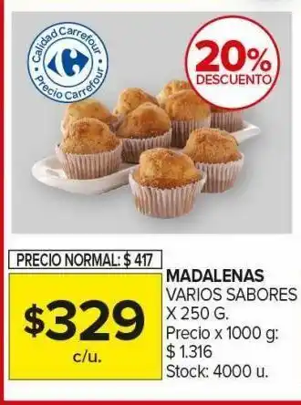 Carrefour Maxi Madalenas varios sabores x 250g oferta