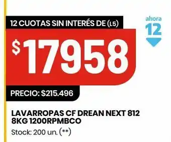 Changomas Lavarropas cf drean next 812 8kg oferta