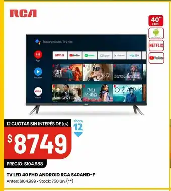 Changomas Tv led 40 fhd android rca oferta