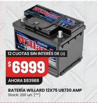 Changomas Bateria willard 12x75 oferta