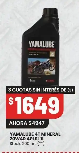 Changomas Yamalube 4t mineral 20w40 api sl 1l oferta