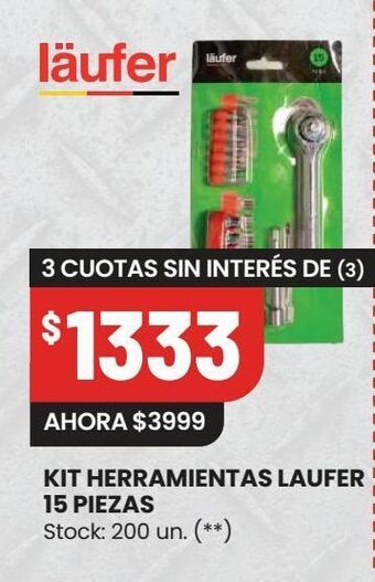 Changomas Kit herramientas laufer 15 piezas oferta