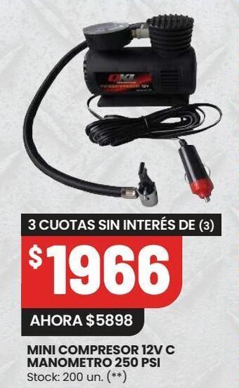 Changomas Mini compresor 12v c manometro 250 psi oferta