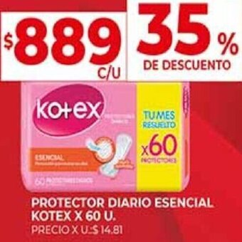 Supermercados DIA PROTECTOR DIARIO ESENCIAL KOTEX X 60 U. oferta