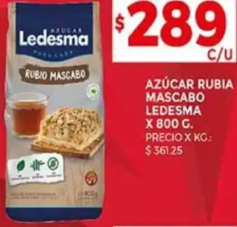 Supermercados DIA AZÚCAR RUBIA MASCABO LEDESMA X 800 G. oferta