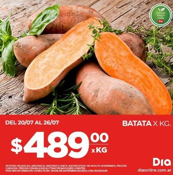 Supermercados DIA BATATA X KG. oferta