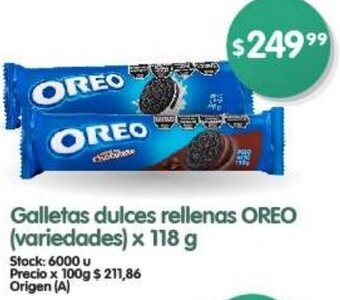 Supermercados Buenos Días Galletas dulces rellenas OREO (variedades) x 118 g oferta