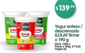 Supermercados Buenos Días Yogur entero / descremado ILOLAY firme x 190 g oferta