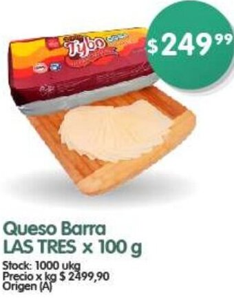 Supermercados Buenos Días Queso Barra LAS TRES X 100 g oferta