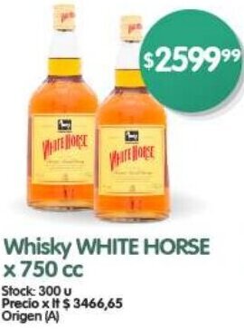 Supermercados Buenos Días Whisky WHITE HORSE x 750 cc oferta