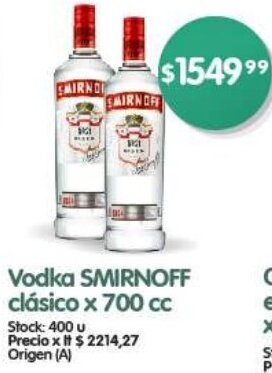 Supermercados Buenos Días Vodka SMIRNOFF clásico x 700 cc oferta