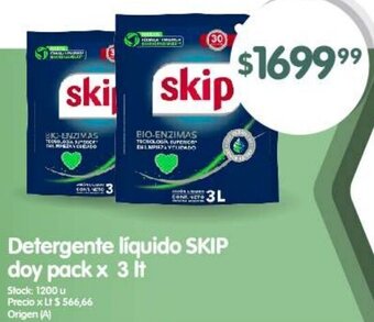 Supermercados Buenos Días Detergente líquido SKIP doy pack x 3 It oferta