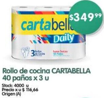 Supermercados Buenos Días Rollo de cocina CARTABELLA 40 paños x 3 u oferta