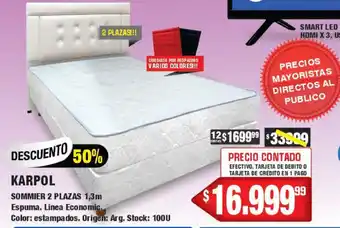 Hiper Audio Karpol Sommer 2 Plazas 1,3 m Espuma, Linea Economic oferta