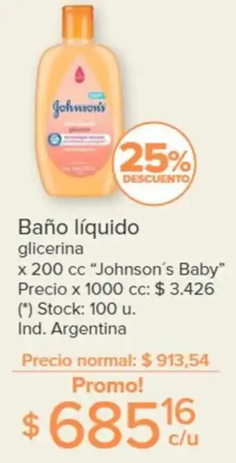 Carrefour Baño líquido glicerina x 200 cc "Johnson's Baby" oferta