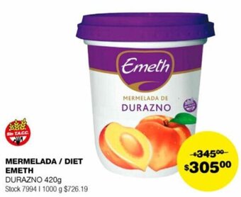 Atomo Conviene MERMELADA / DIET EMETH DURAZNO 420g oferta