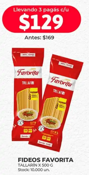 Supermercados Tadicor FIDEOS FAVORITA TALLARÍN X 500 G oferta