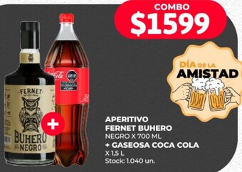 Supermercados Tadicor APERITIVO FERNET BUHERO NEGRO X 700 ML + GASEOSA COCA COLA x 1,5L oferta