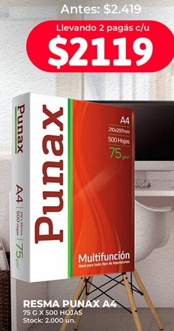 Supermercados Tadicor RESMA PUNAX A4 75 G X 500 HOJAS oferta