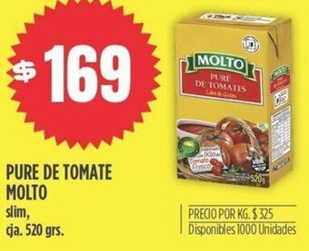 Supermercados Vea PURE DE TOMATE MOLTO slim, cja. 520 grs. oferta
