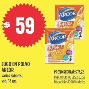 Supermercados Vea JUGO EN POLVO ARCOR varios sabores, sob. 18 grs. oferta