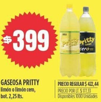 Supermercados Vea GASEOSA PRITTY limón o limón cero, bot. 2,25 Its. oferta