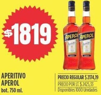 Supermercados Vea APERITIVO APEROL bot. 750 ml. oferta