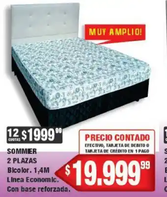 Muy Amplio! Sommer 2 Plazas Bicolor, 1,4 M Linea Economic Con base reforzada