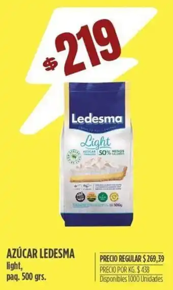 Supermercados Vea AZÚCAR LEDESMA light, paq. 500 grs. oferta