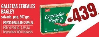 Supermercados Vea GALLETAS CEREALES BAGLEY salvado, paq. 507 grs. oferta