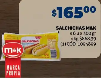 Makro SALCHICHAS M&K x 6ux 300 gr oferta