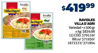 Makro RAVIOLES VILLA D'AGRI Variedad x 500 gr oferta