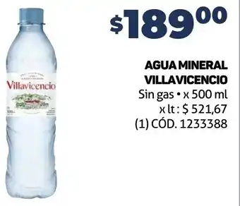 Makro AGUA MINERAL VILLAVICENCIO Sin gas x 500 ml oferta
