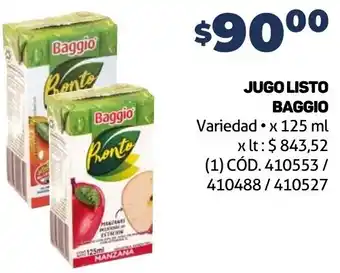 Makro JUGO LISTO BAGGIO 125ml oferta