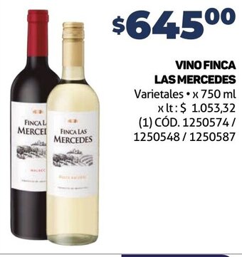 Makro VINO FINCA LAS MERCEDES Varietales x 750 ml oferta
