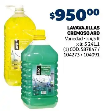 Makro LAVAVAJILLAS CREMOSO ARO Variedad x 4,5 lt oferta