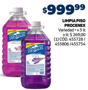 Makro LIMPIA PISO PROCENEX Variedad x 5 lt oferta