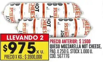 Coto QUESO MOZZARELLA NOT CHEESE, PAQ. X 250 G. STOCK 1.000 U. CO0.567776 oferta