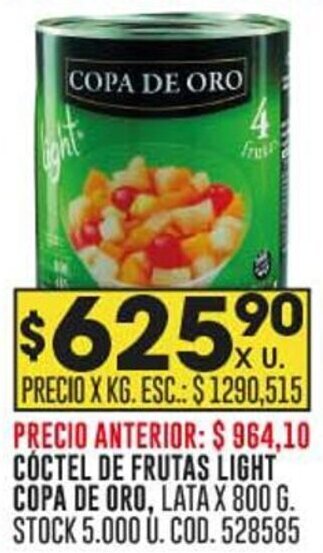 Coto CÓCTEL DE FRUTAS LIGHT COPA DE ORO, LATA X 800 G. oferta