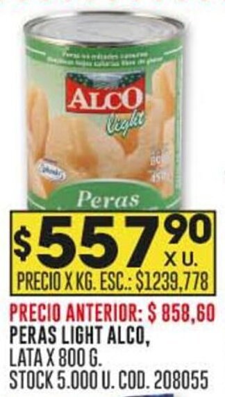 Coto PERAS LIGHT ALCO, LATA X 800 G. oferta