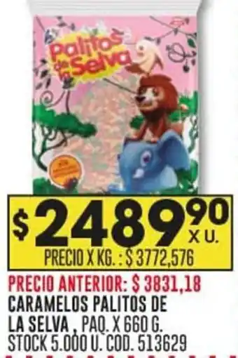 Coto CARAMELOS PALITOS DE LA SELVA, PAQ. X 660 G. STOCK 5.000 U. COD. 513629 oferta