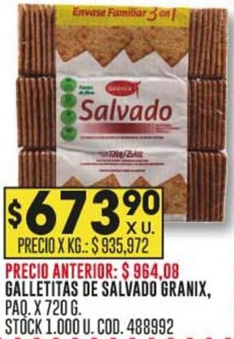 Coto GALLETITAS DE SALVADO GRANIX, PAQ. X 720 G oferta