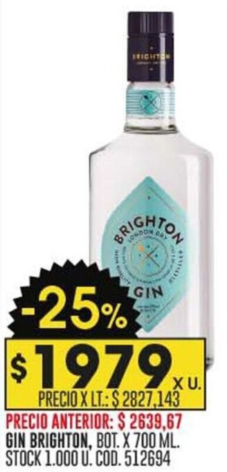 Coto GIN BRIGHTON, BOT. X 700 ML. oferta