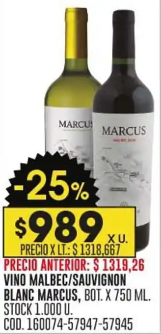 Coto VINO MALBEC/SAUVIGNON BLANC MARCUS, BOT. X 750 ML. oferta