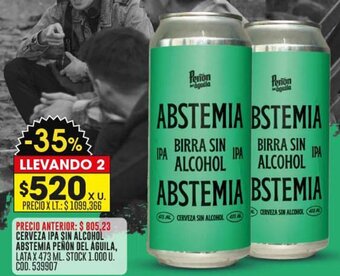 Coto CERVEZA IPA SIN ALCOHOL ABSTEMIA PEÑÓN DEL AGUILA, LATA X 473 ML. oferta
