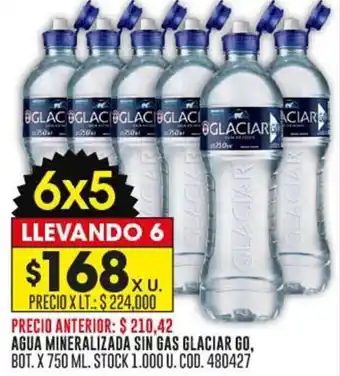 Coto AGUA MINERALIZADA SIN GAS GLACIAR GO, BOT. X 750 ML. STOCK 1.000 U. COD. 480427 oferta