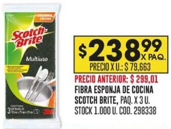 Coto FIBRA ESPONJA DE COCINA SCOTCH BRITE, PAQ. X 3 U. STOCK 1.000 U. COD. 298338 oferta