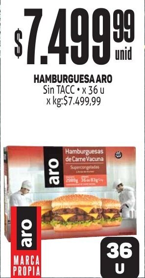 Makro HAMBURGUESA ARO Sin TACC x 36 u oferta