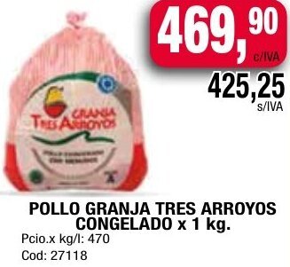 Maxiconsumo POLLO GRANJA TRES ARROYOS CONGELADO x 1 kg. oferta