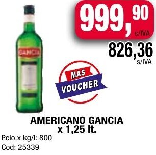 Maxiconsumo AMERICANO GANCIA x 1,25lt oferta